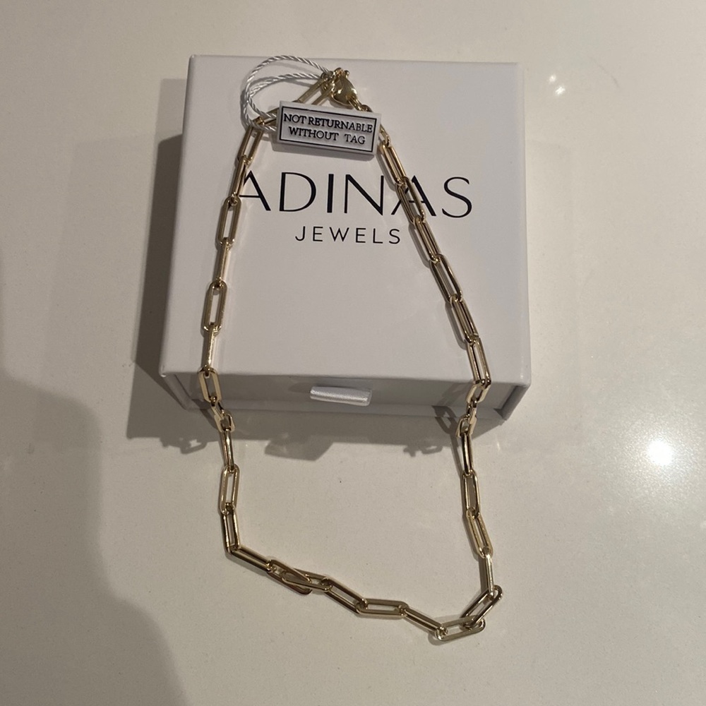 Adinas Jewels NWT 14K Paperclip Chain Necklace 16 Inch